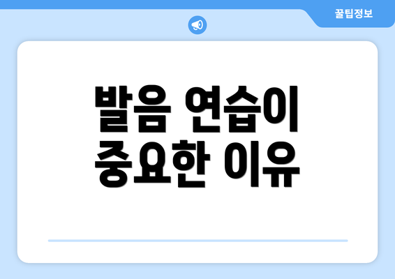 발음 연습이 중요한 이유