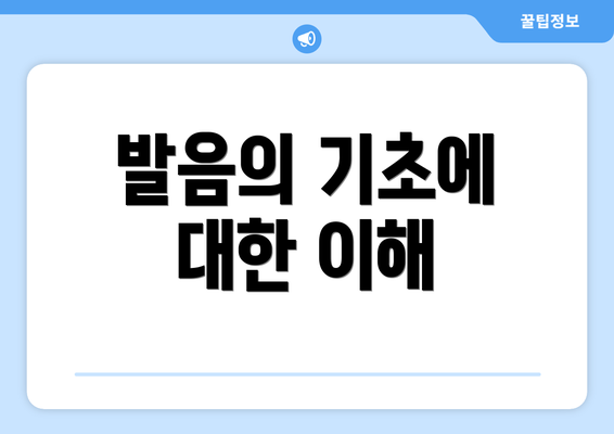 발음의 기초에 대한 이해