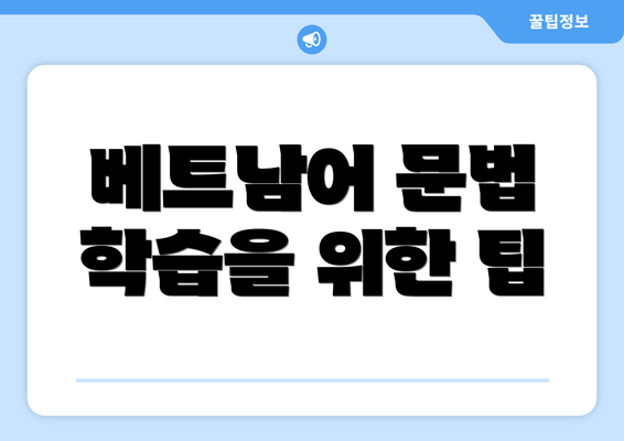 베트남어 문법 학습을 위한 팁
