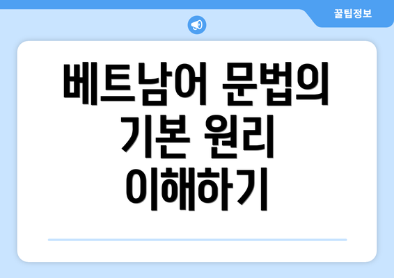 베트남어 문법의 기본 원리 이해하기