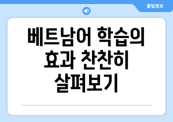 베트남어 학습의 효과 찬찬히 살펴보기