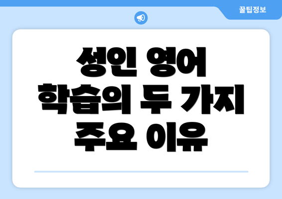 성인 영어 학습의 두 가지 주요 이유