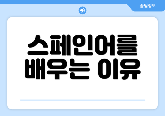 스페인어를 배우는 이유