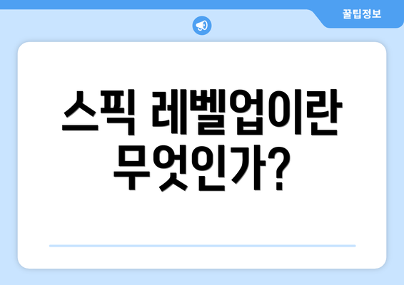 스픽 레벨업이란 무엇인가?