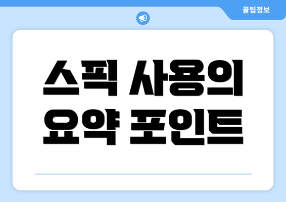 스픽 사용의 요약 포인트