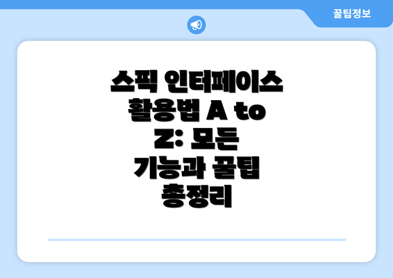스픽 인터페이스 활용법 A to Z: 모든 기능과 꿀팁 총정리