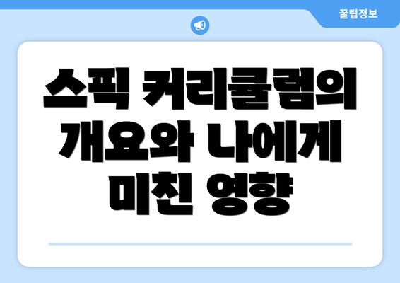 스픽 커리큘럼의 개요와 나에게 미친 영향