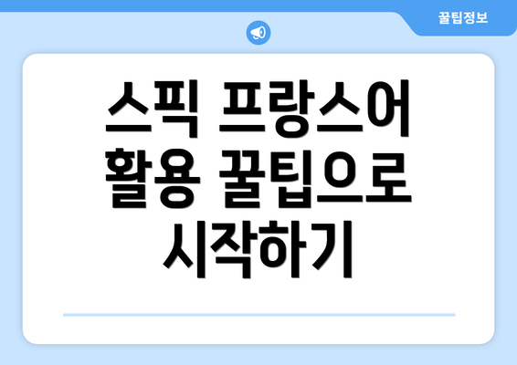 스픽 프랑스어 활용 꿀팁으로 시작하기