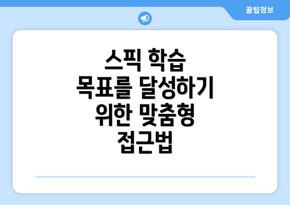 스픽 학습 목표를 달성하기 위한 맞춤형 접근법