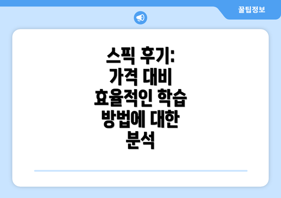 스픽 후기: 가격 대비 효율적인 학습 방법에 대한 분석