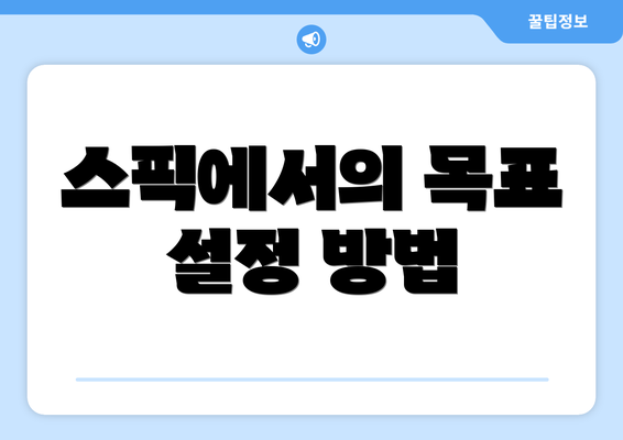 스픽에서의 목표 설정 방법