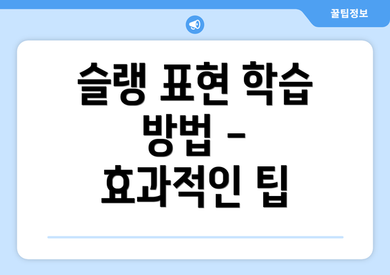 슬랭 표현 학습 방법 - 효과적인 팁
