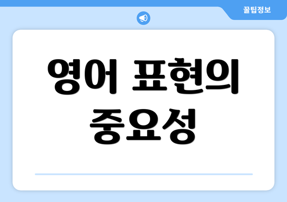 영어 표현의 중요성