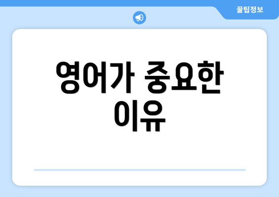 영어가 중요한 이유