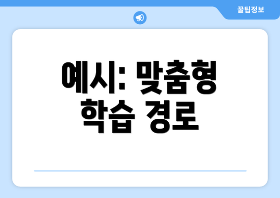 예시: 맞춤형 학습 경로