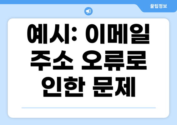 예시: 이메일 주소 오류로 인한 문제