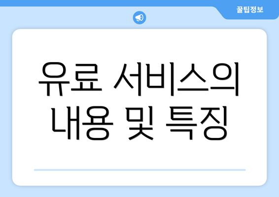 유료 서비스의 내용 및 특징