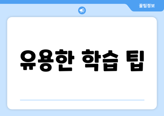 유용한 학습 팁