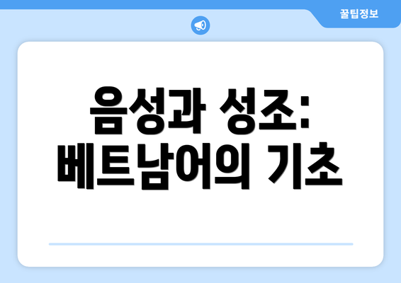 음성과 성조: 베트남어의 기초