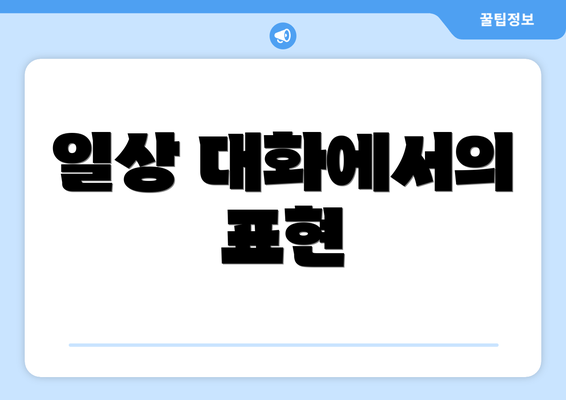 일상 대화에서의 표현