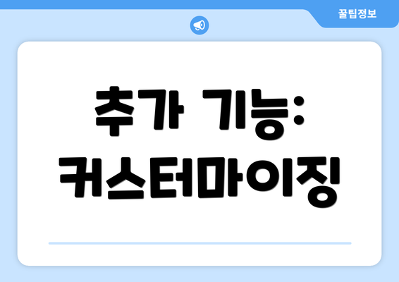 추가 기능: 커스터마이징