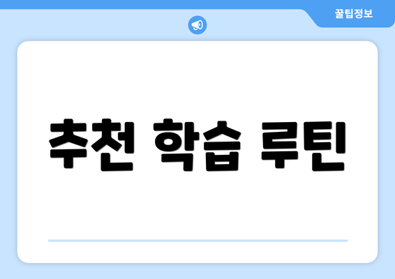 추천 학습 루틴