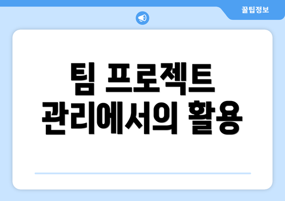 팀 프로젝트 관리에서의 활용