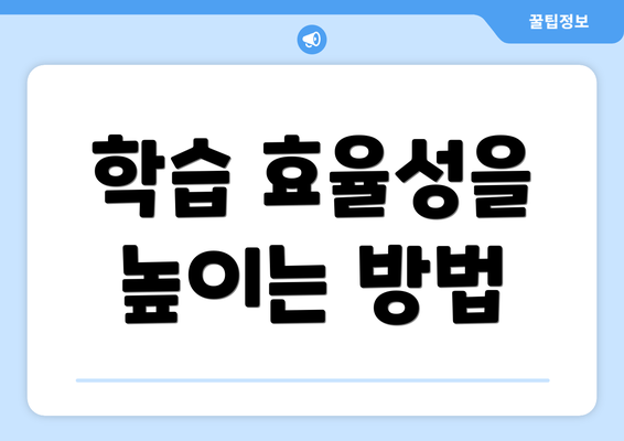 학습 효율성을 높이는 방법