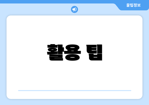 활용 팁