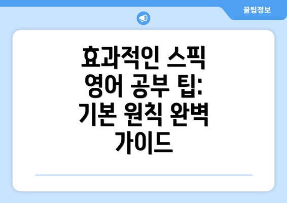 효과적인 스픽 영어 공부 팁: 기본 원칙 완벽 가이드