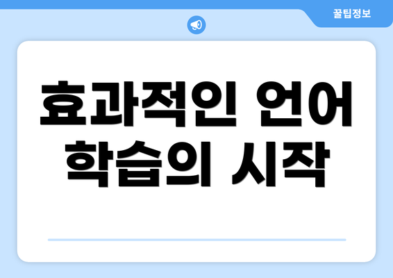 효과적인 언어 학습의 시작