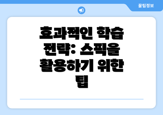 효과적인 학습 전략: 스픽을 활용하기 위한 팁