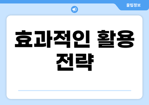 효과적인 활용 전략