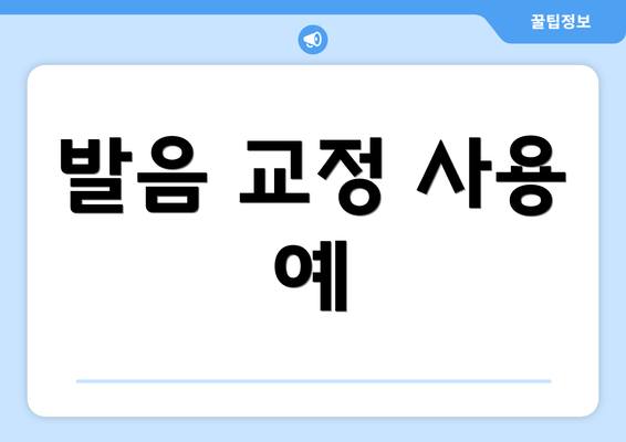 발음 교정 사용 예