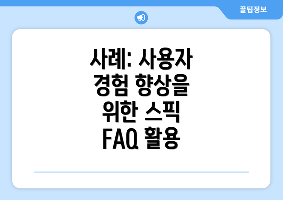 사례: 사용자 경험 향상을 위한 스픽 FAQ 활용