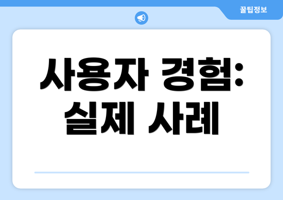 사용자 경험: 실제 사례