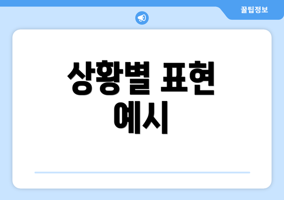 상황별 표현 예시