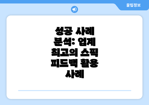 성공 사례 분석: 업계 최고의 스픽 피드백 활용 사례