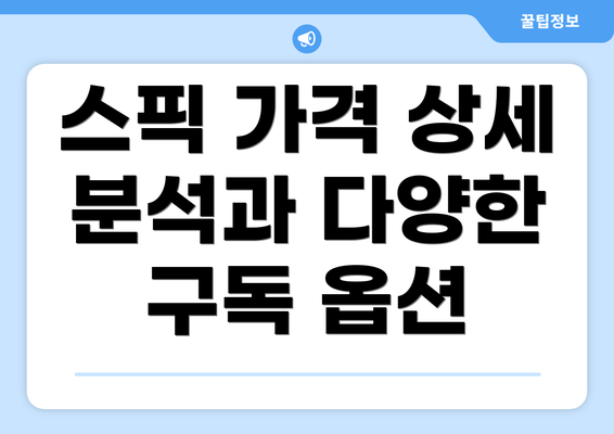 스픽 가격 상세 분석과 다양한 구독 옵션