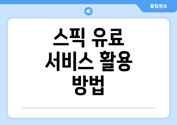스픽 유료 서비스 활용 방법