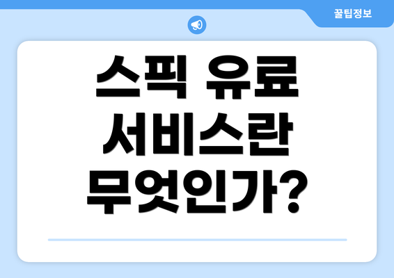 스픽 유료 서비스란 무엇인가?