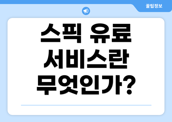 스픽 유료 서비스란 무엇인가?
