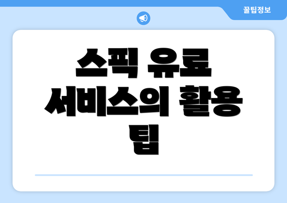 스픽 유료 서비스의 활용 팁