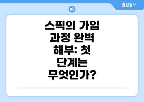 스픽의 가입 과정 완벽 해부: 첫 단계는 무엇인가?