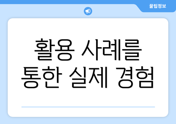 활용 사례를 통한 실제 경험