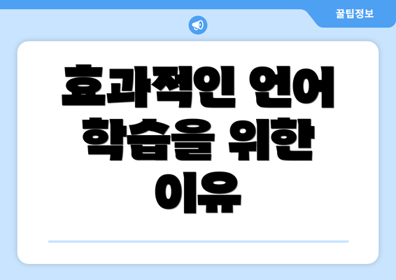 효과적인 언어 학습을 위한 이유