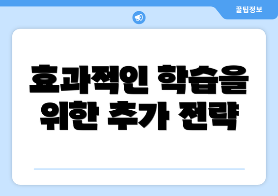 효과적인 학습을 위한 추가 전략
