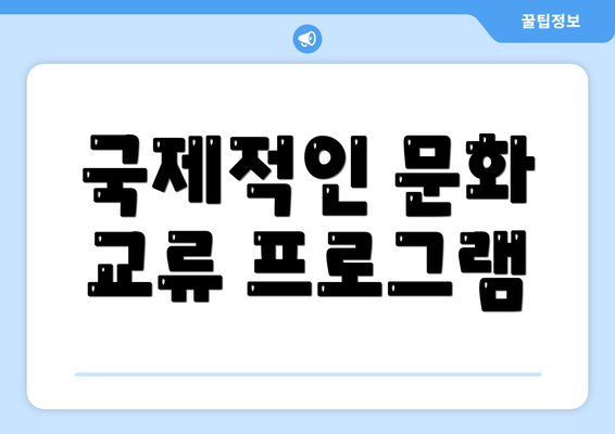 국제적인 문화 교류 프로그램