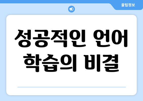 성공적인 언어 학습의 비결
