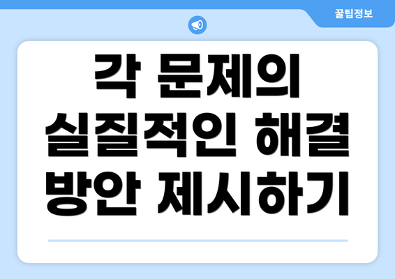 각 문제의 실질적인 해결 방안 제시하기